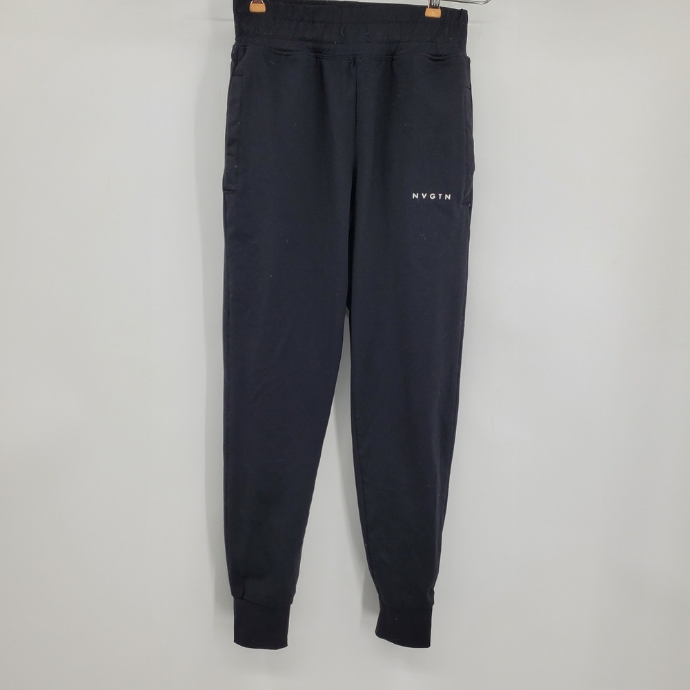 NVGTN Black Tapered Activewear Joggers Size Medium High Rise Spandex Blend